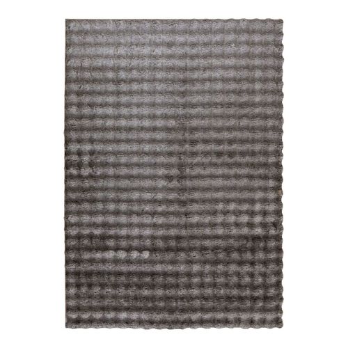 Tapis Shaggy Uni Effet 3d Moderne Ayna Taupe 80x300