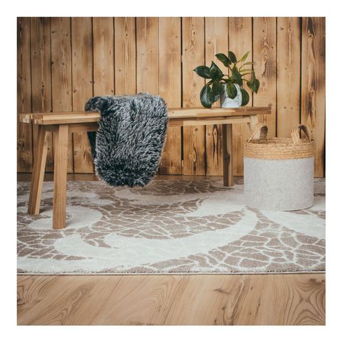 Tapis Rectangle à Poils Courts Baroque Line Taupe 200x290