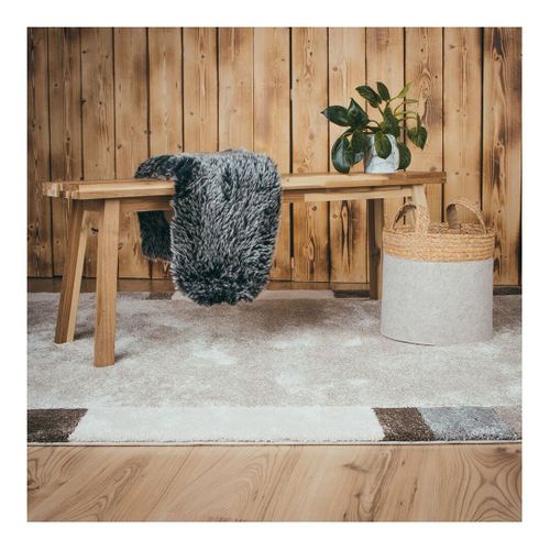 Tapis Contemporain Rectangle Courtes Mèches Ily Taupe 80x150