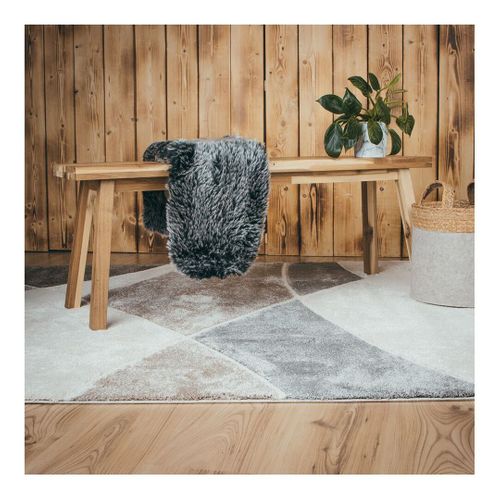 Tapis Design Rectangle Courbe Leandro Taupe 80x150