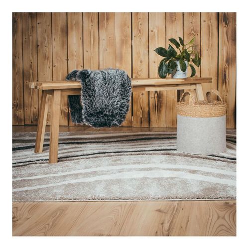 Tapis Moderne Courbe Rectangle Nina Taupe 80x150
