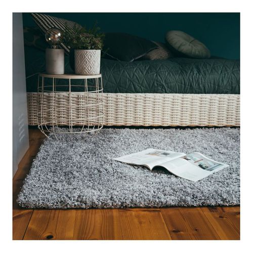 Tapis à Poils Longs Uni Moderne Bingo Argenté 40x60