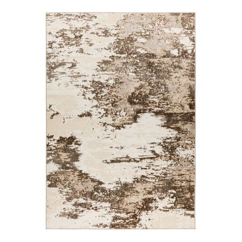 Tapis Effet 3d Vintage Rayé Poils Ras Kimi Taupe 80x150