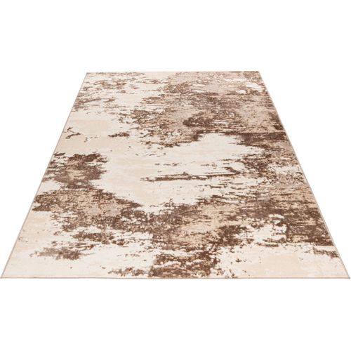 Tapis Effet 3d Vintage Rayé Poils Ras Kimi Taupe 80x150