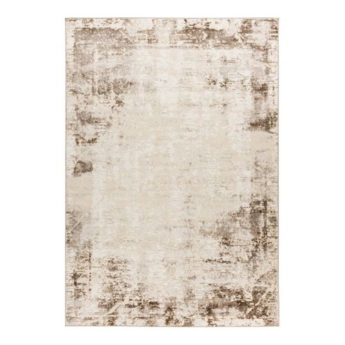 Tapis Vintage Poils Ras Effet 3d Rayé Solna Taupe 80x150