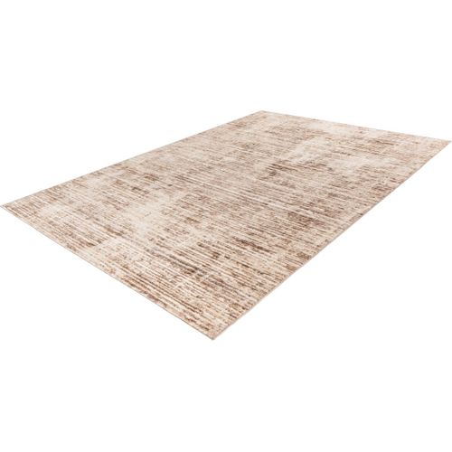 Tapis Rayé Effet 3d Vintage Courtes Mèches Arone Taupe 80x150