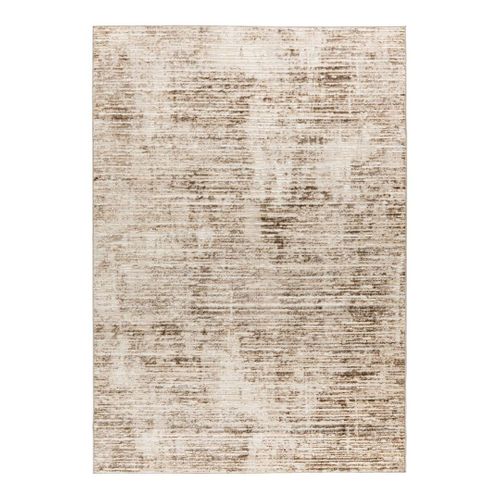 Tapis Rayé Effet 3d Vintage Courtes Mèches Arone Taupe 80x150
