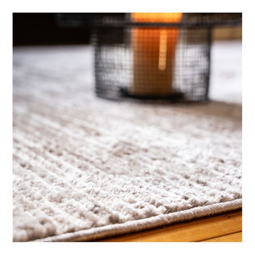 Tapis Rayé Effet 3d Vintage Courtes Mèches Arone Taupe 120x170