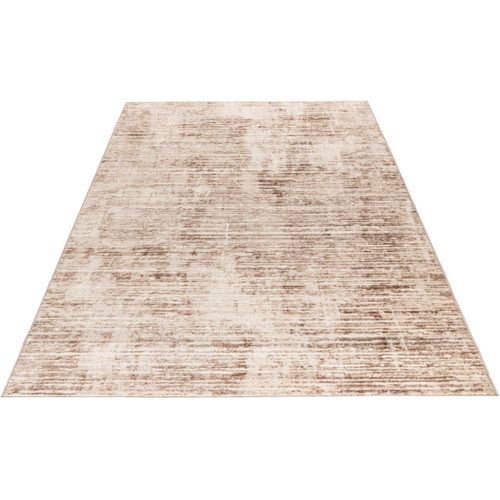 Tapis Rayé Effet 3d Vintage Courtes Mèches Arone Taupe 160x230