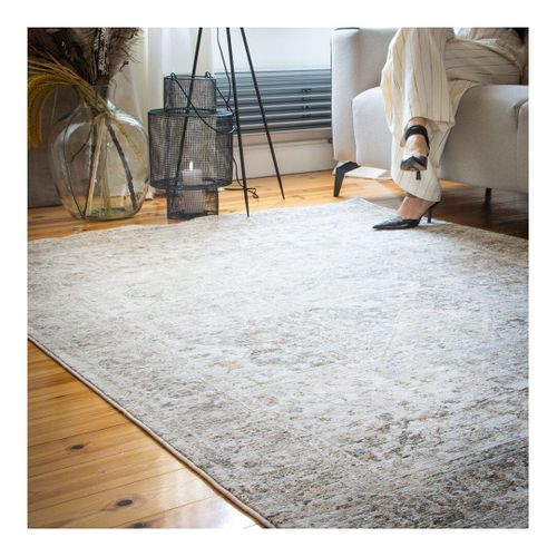 Tapis Vintage Avec Franges Beige Rayé Jaya Beige 280x370
