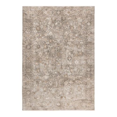 Tapis Gris Vintage Avec Franges Rayé Pastel Gris 280x370