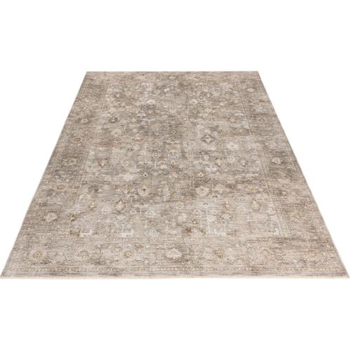 Tapis Gris Vintage Avec Franges Rayé Pastel Gris 280x370