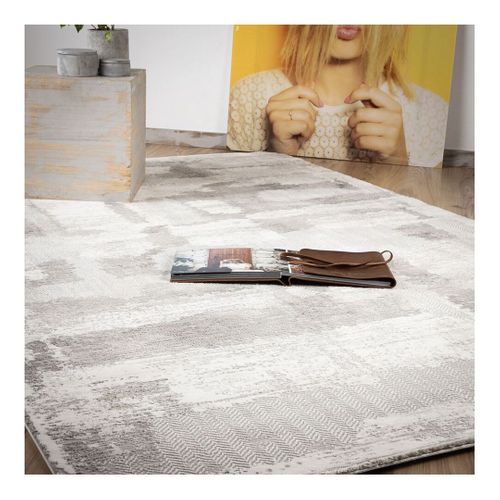 Tapis Taupe Abstrait Moderne Poils Ras Jacobs Taupe 80x150