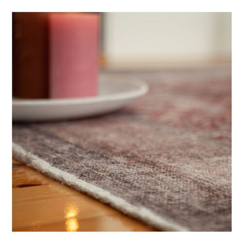 Tapis En Laine Recyclé Lavable En Machine Vintage Rayé Daphne Rouge 200x290