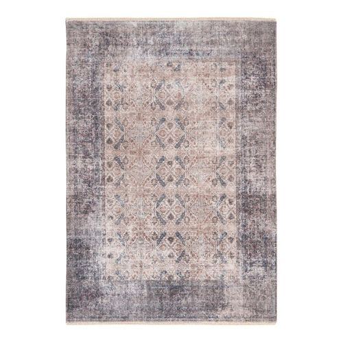 Tapis En Laine Recyclé Lavable En Machine Vintage Rayé Daphne Sable 200x290