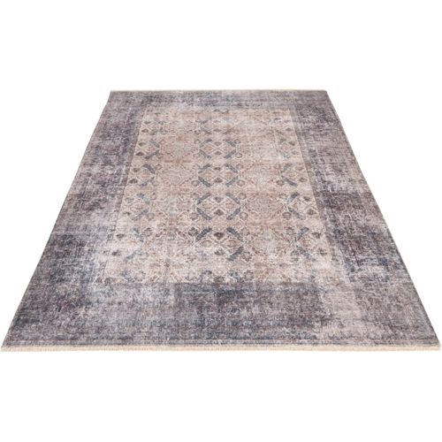 Tapis En Laine Recyclé Lavable En Machine Vintage Rayé Daphne Sable 200x290
