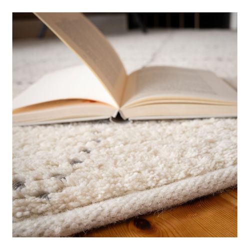 Tapis Ethnique Crème Laine Et Polyester Berbère Titouan Crème 160x230