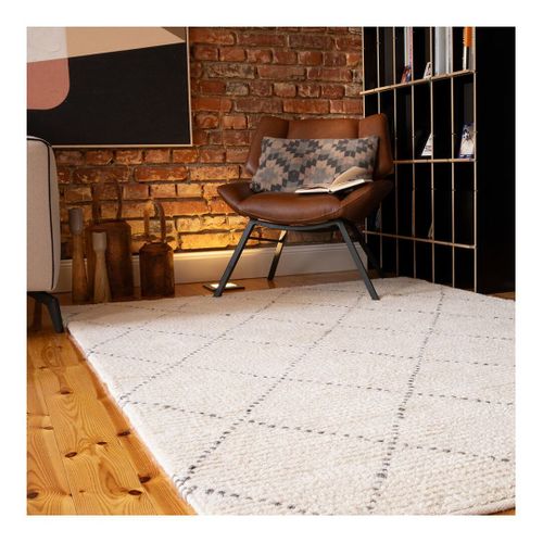 Tapis Ethnique Crème Laine Et Polyester Berbère Titouan Crème 200x290