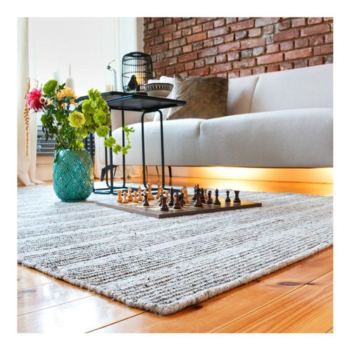 Tapis En Laine Plat Moderne Rectangle Knit Sable 200x290