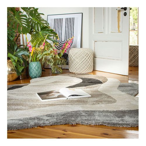 Tapis Original Courbe Moderne Isla Taupe 160x230