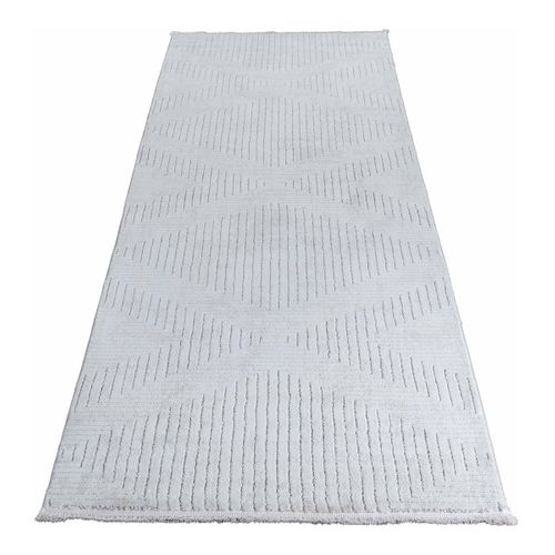 Tapis Moderne Beige Courtes Mèches Graphique Eve Beige 80x300