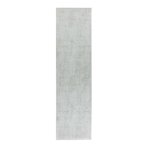 Tapis Moderne Beige Courtes Mèches Graphique Eve Beige 80x300