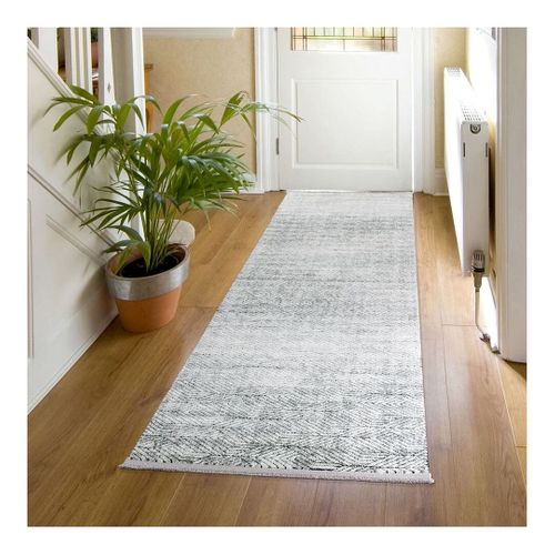 Tapis Géométrique Moderne Intérieur Poils Ras Oyo Gris 80x300