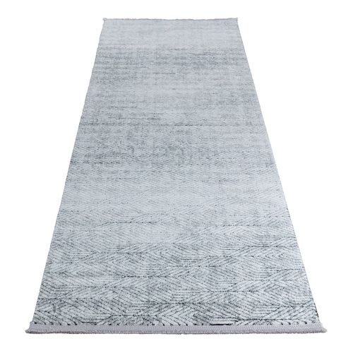 Tapis Géométrique Moderne Intérieur Poils Ras Oyo Gris 80x300