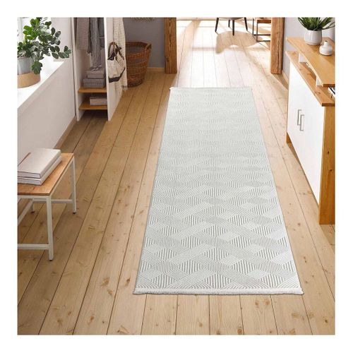 Tapis Design Avec Franges Graphique Rectangle Aimee Crème 80x300