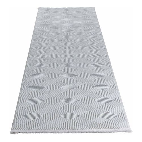 Tapis Design Avec Franges Graphique Rectangle Aimee Crème 80x300