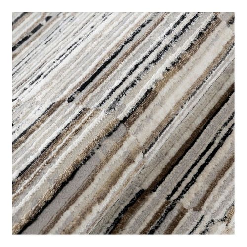 Tapis Moderne Rayé Avec Franges Marron Dina Marron 80x300