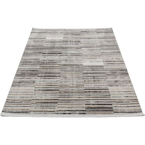 Tapis Moderne Rayé Avec Franges Marron Dina Marron 120x170