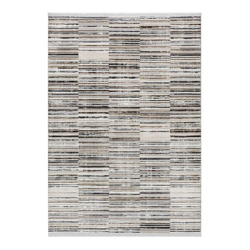 Tapis Moderne Rayé Avec Franges Marron Dina Marron 120x170
