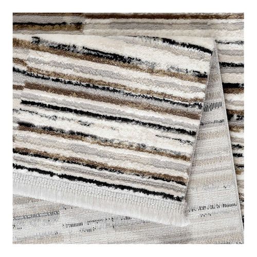 Tapis Moderne Rayé Avec Franges Marron Dina Marron 120x170