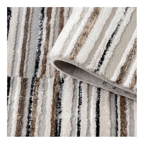 Tapis Moderne Rayé Avec Franges Marron Dina Marron 120x170