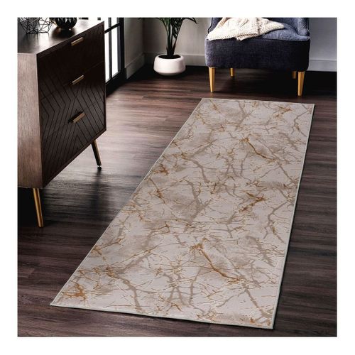 Tapis Abstrait Design Effet Brillant Intérieur Eddie Crème 80x300