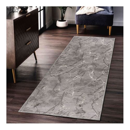 Tapis Abstrait Design Effet Brillant Intérieur Eddie Gris 80x300