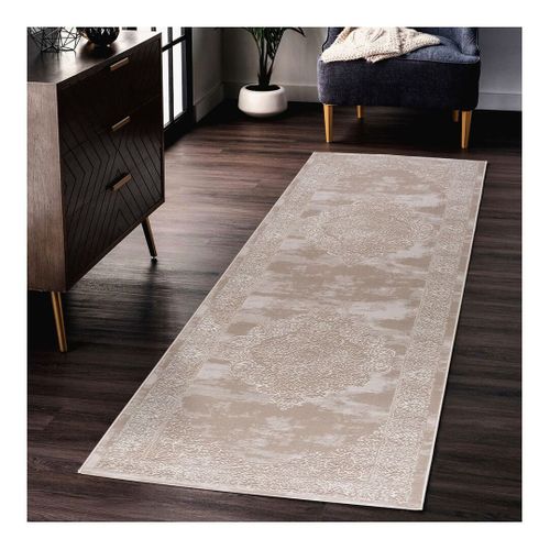 Tapis Baroque Effet Brillant Rectangle Katoun Crème 80x300