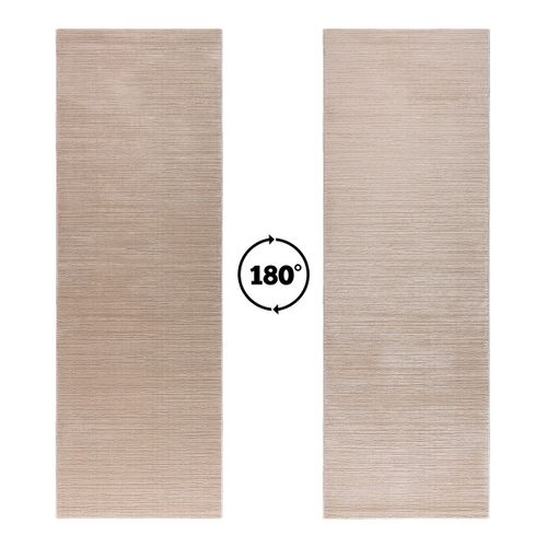 Tapis Moderne à Courtes Mèches Effet Brillant Justine Beige 80x300