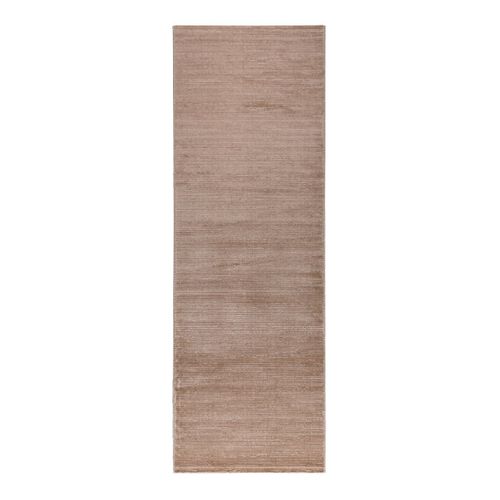 Tapis Moderne à Courtes Mèches Effet Brillant Justine Beige Foncé 80x300
