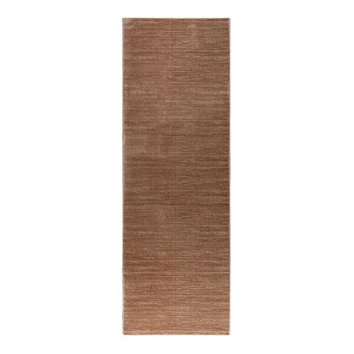 Tapis Moderne à Courtes Mèches Effet Brillant Justine Beige Foncé 80x300