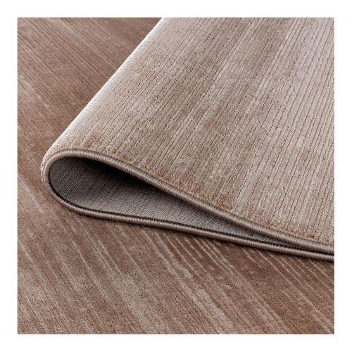 Tapis Moderne à Courtes Mèches Effet Brillant Justine Beige Foncé 80x300