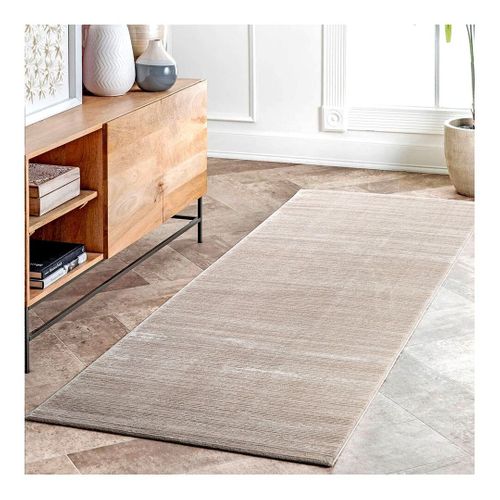 Tapis Moderne à Courtes Mèches Effet Brillant Justine Gris Clair 80x300