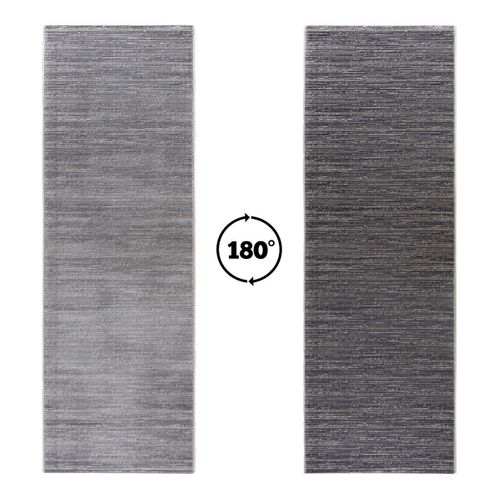 Tapis Moderne à Courtes Mèches Effet Brillant Justine Gris Foncé 80x300