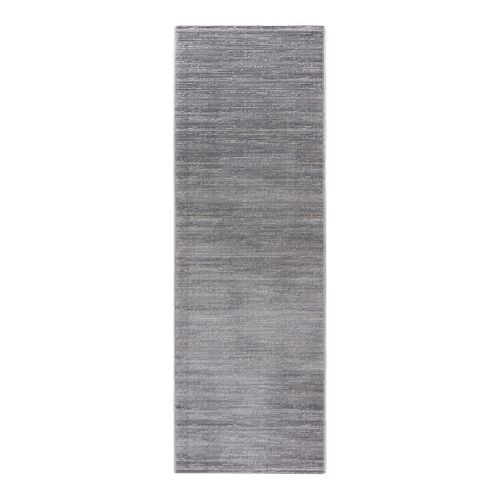 Tapis Moderne à Courtes Mèches Effet Brillant Justine Gris Foncé 80x300