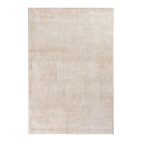 Tapis Scandinave Graphique Courtes Mèches Taro Beige 160x230