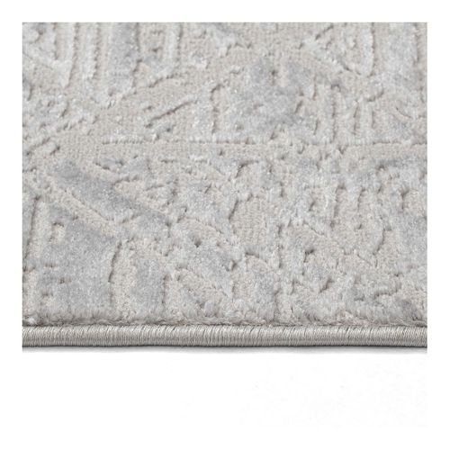 Tapis Moderne Rayé Rectangle Poils Ras Jivan Gris 80x300