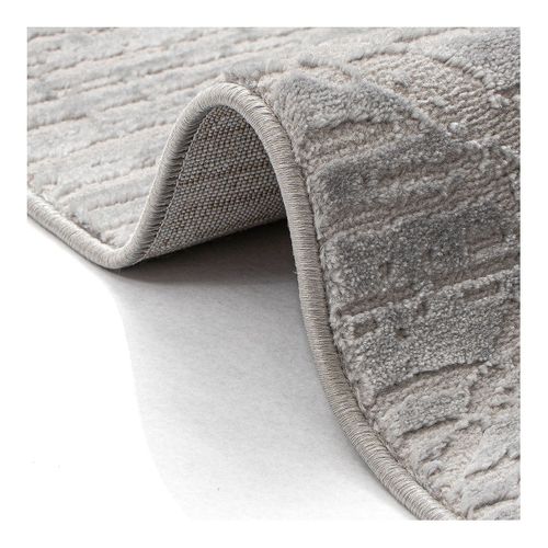 Tapis Moderne Rayé Rectangle Poils Ras Jivan Gris 80x300
