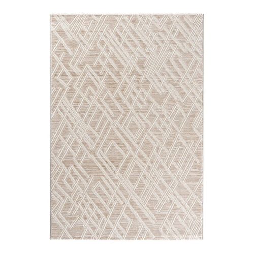 Tapis Design Intérieur Courtes Mèches Elena Beige Crème 80x300