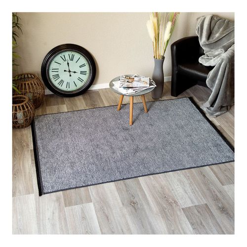 Tapis Avec Franges Lavable En Machine Antidérapant Uni Diamila Gris 80x300